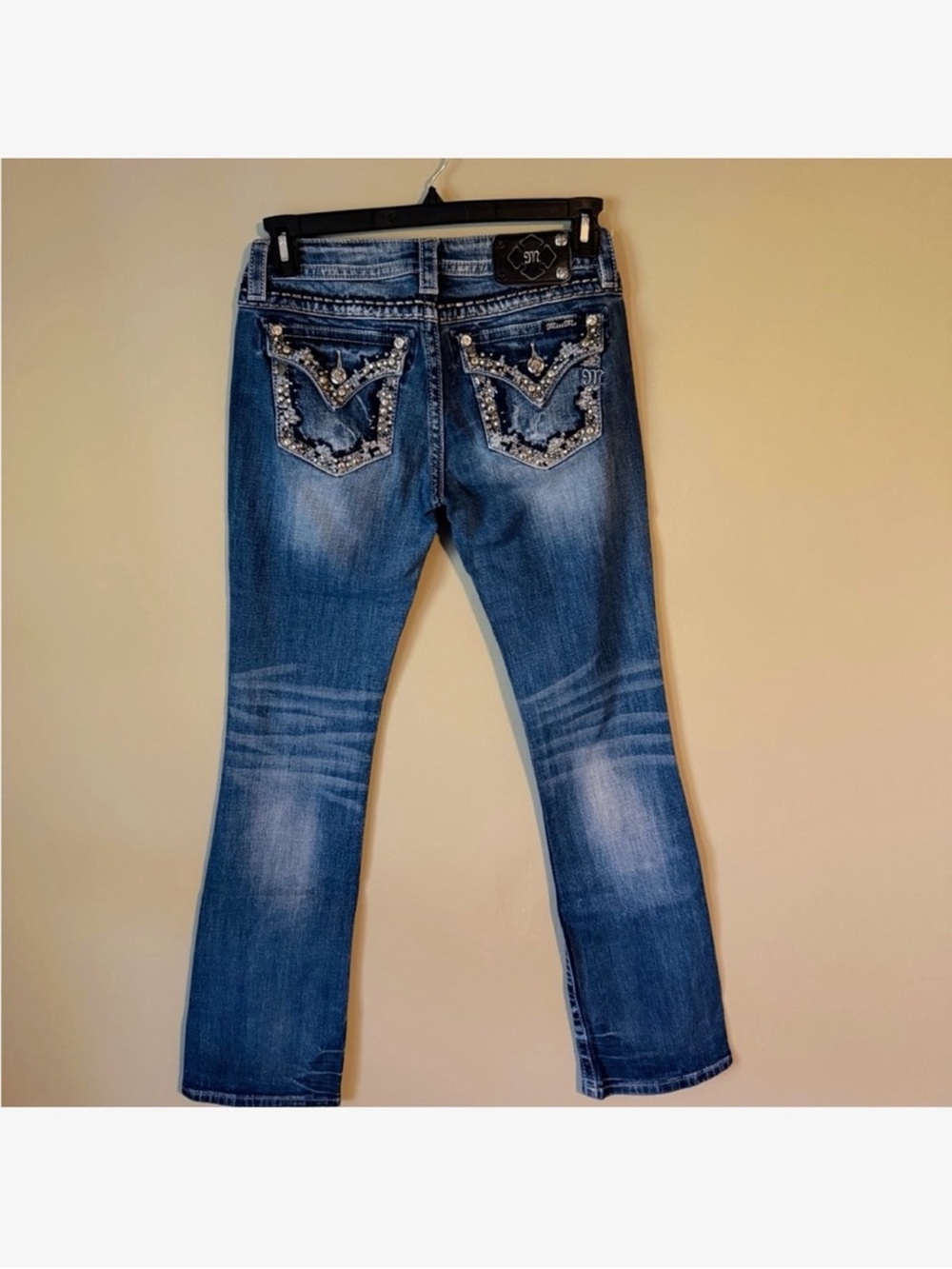 Gorgeous Y2K Miss Me Signature Rise Boot Jeans Embellished Pockets 34” Inseam
